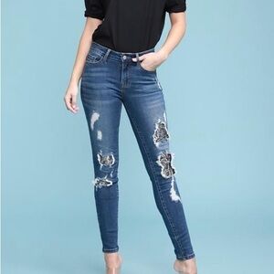 Judy Blue Snakeskin Patch Denim Skinny Jeans